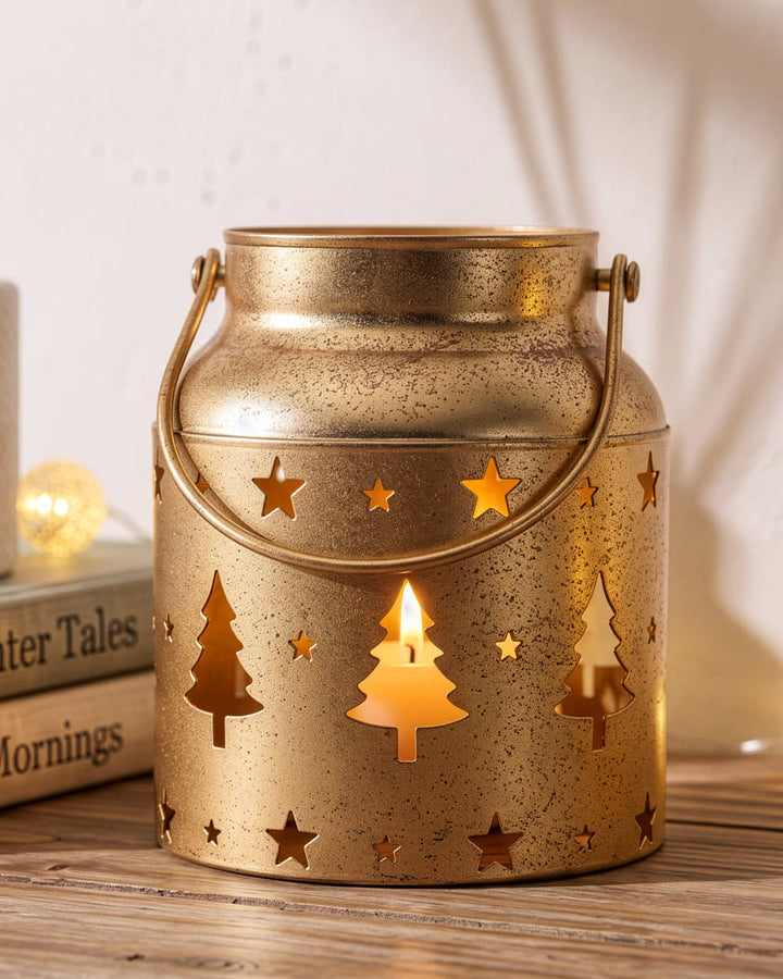 Gold Cut Out Candle Lantern