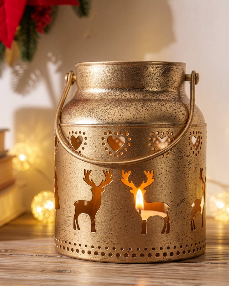 Gold Cut Out Candle Lantern