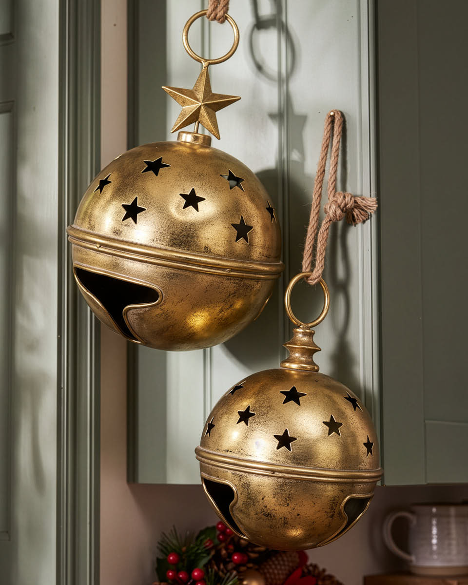 Set of 2 Metal Christmas Bells