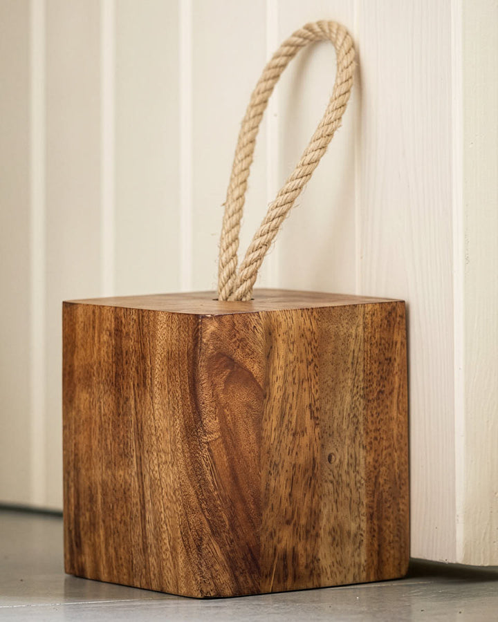 Mango Wood Cube Door Stop 1.5kg