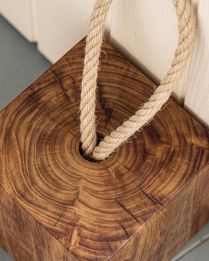Mango Wood Cube Door Stop 1.5kg