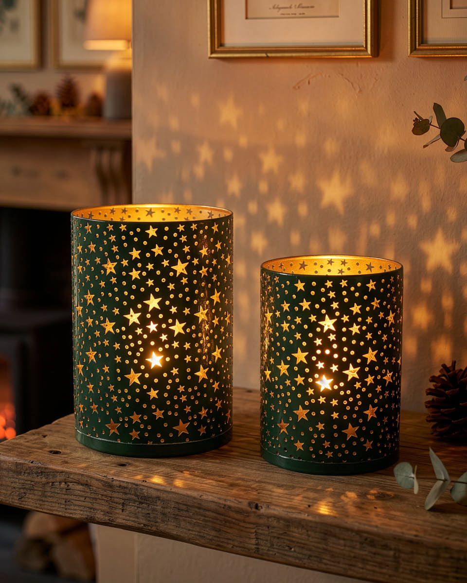 S/2 Emerald Star Candle Holders