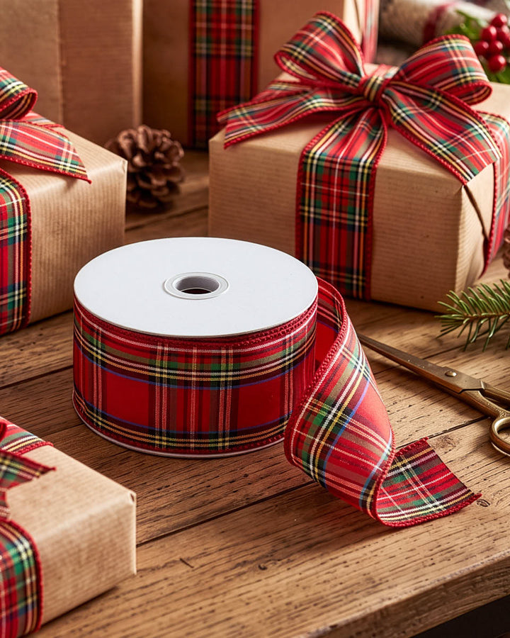 Red Tartan Ribbon 9m
