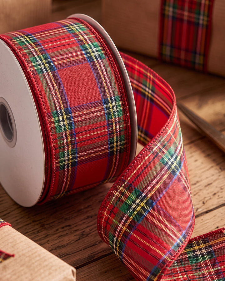 Red Tartan Ribbon 9m