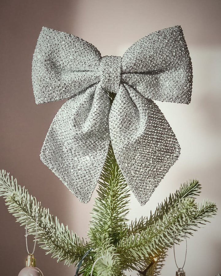 Metallic Silver Bow 22cm