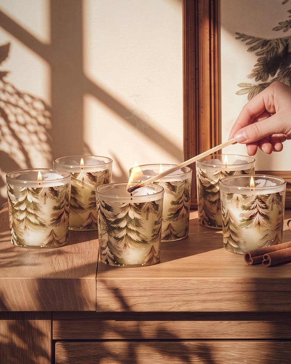 Set of 6 Winter Forest Candles