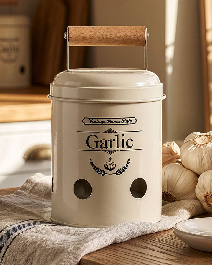 Vintage Style Garlic Tin