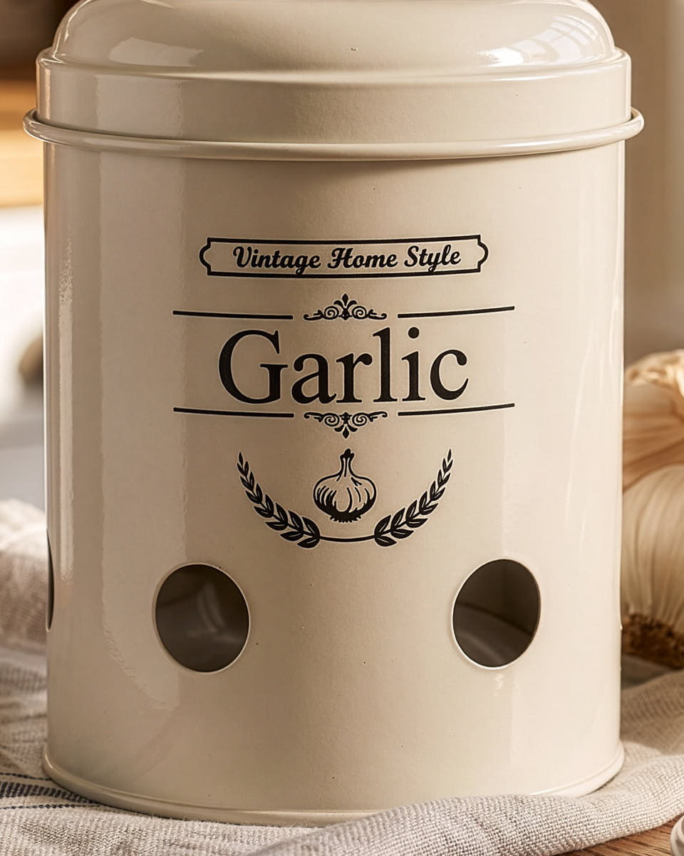 Vintage Style Garlic Tin