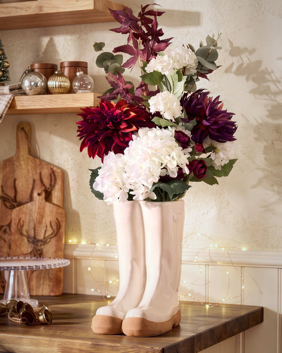 Autumn Mulberry Bouquet with Welly Vase