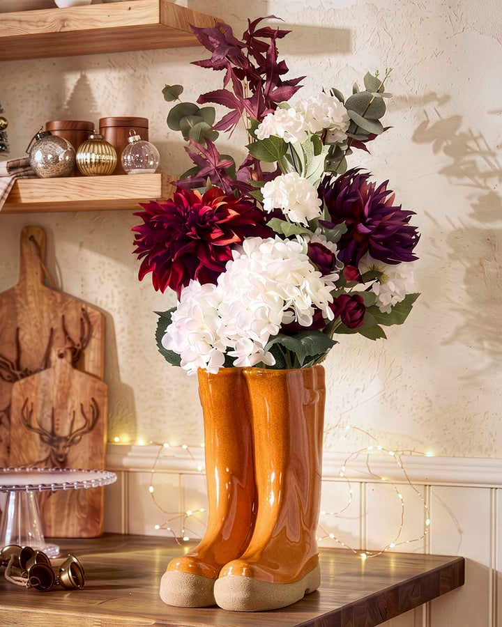 Autumn Mulberry Bouquet with Welly Vase