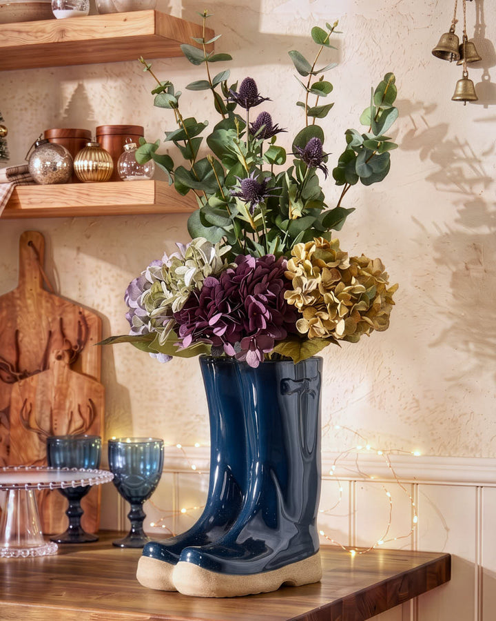 Blue Hues Bouquet with Welly Vase