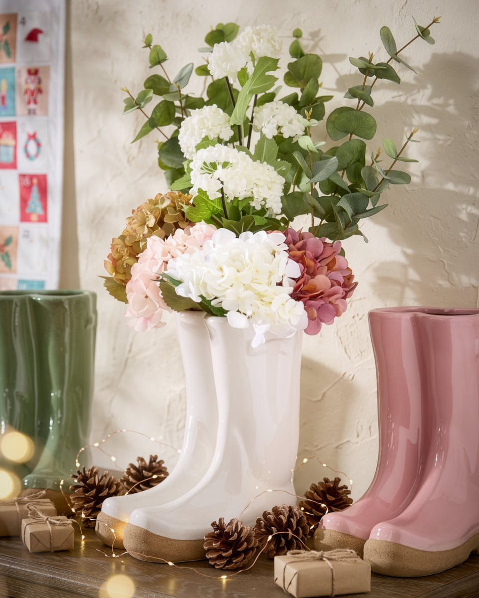 Pastel Hues Bouquet with Welly Vase
