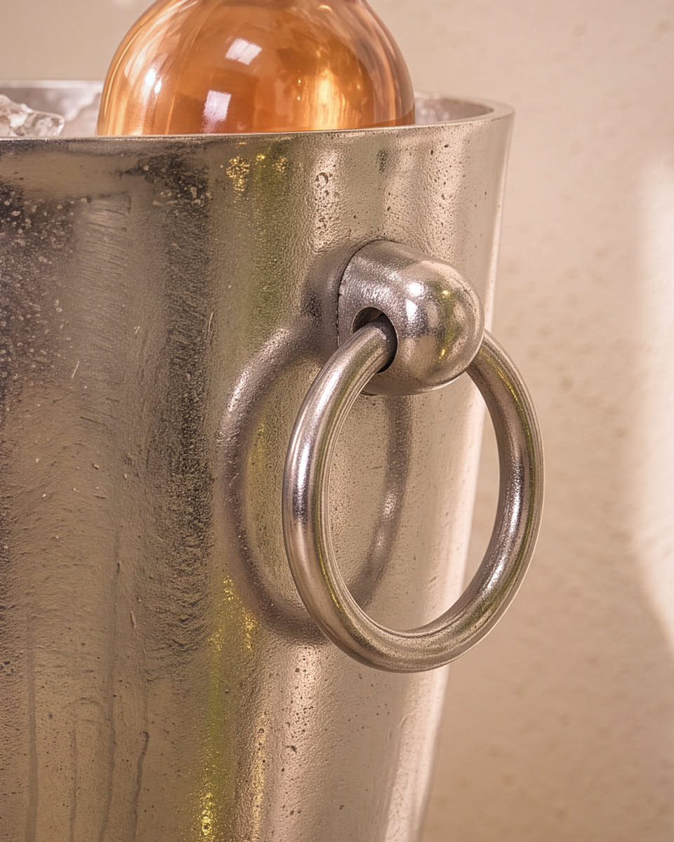 Nickel Finish Footed Wine Cooler