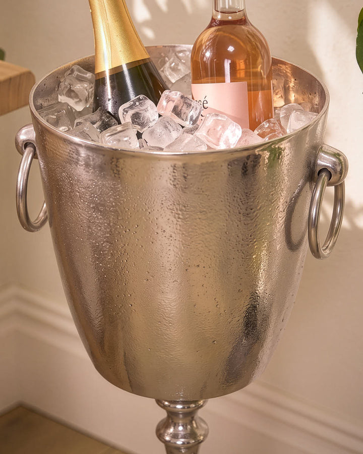 Nickel Finish Footed Wine Cooler