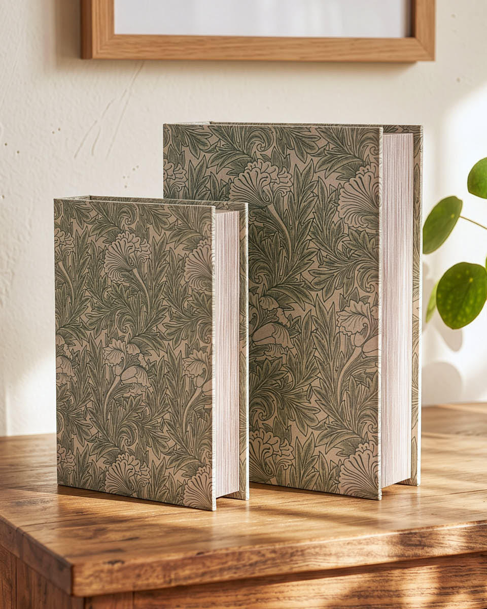 Set of 2 Vintage Floral Book Boxes