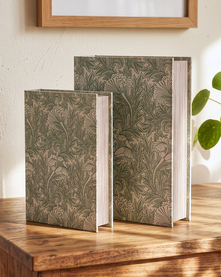 Set of 2 Vintage Floral Book Boxes