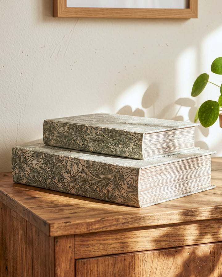 Set of 2 Vintage Floral Book Boxes