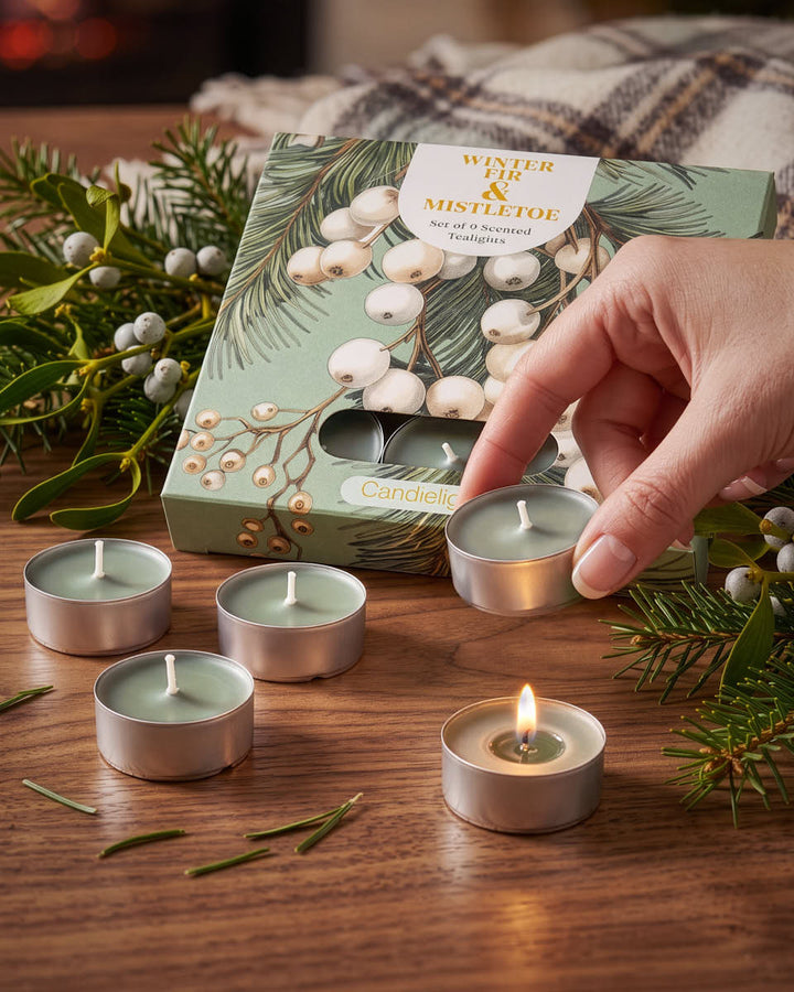 Set of 9 Winter Fir Tea Lights