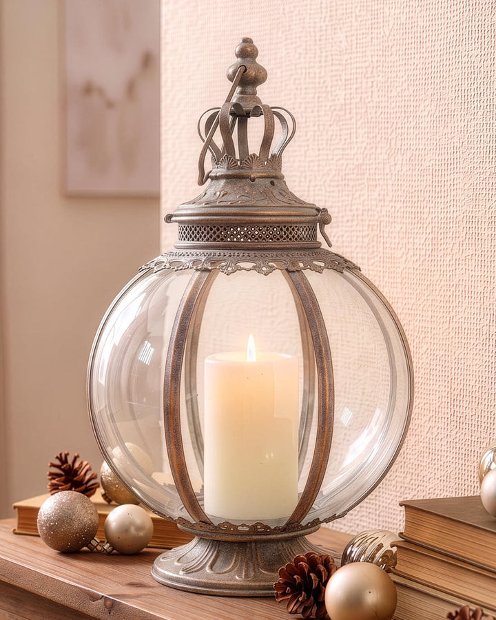 Distressed Effect Crown Lantern