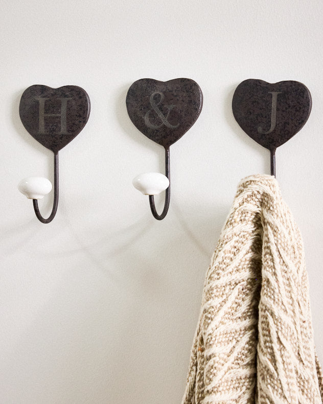 Personalised Heart Wall Hook Set of 3