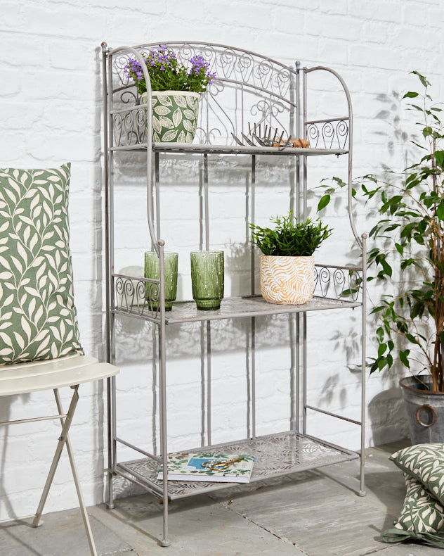 Vintage Grey 3 Tier Plant Shelf