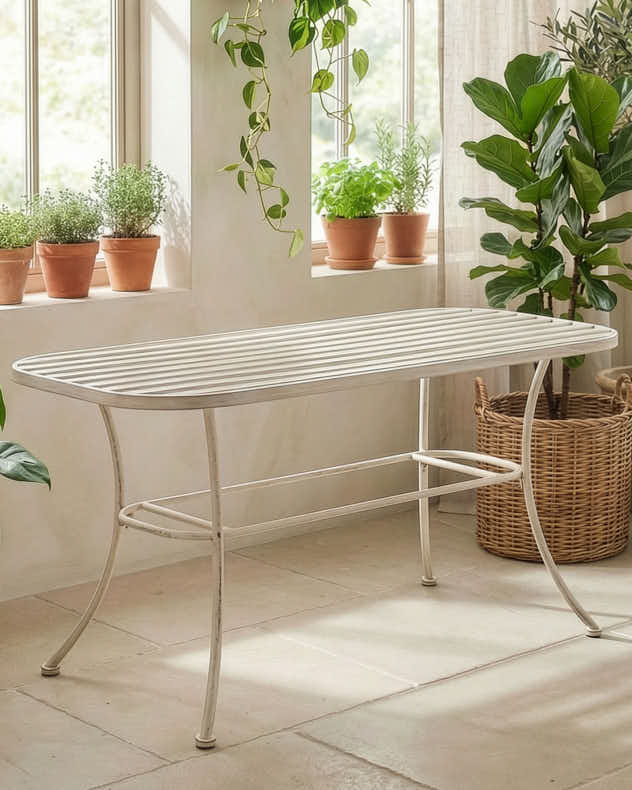 Coffee Tables - Vintage Cream Slatted Coffee Table