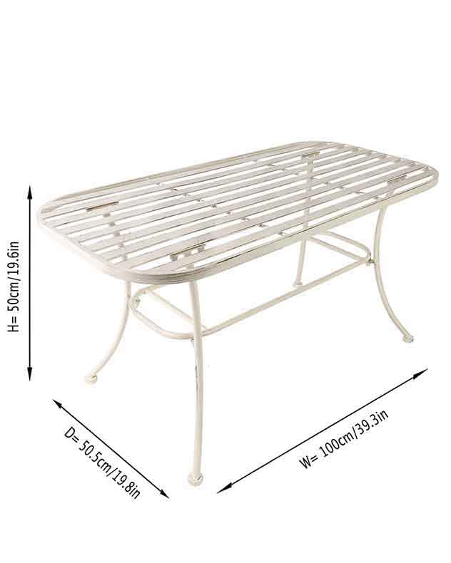 Cream Slatted Outdoor Coffee Table