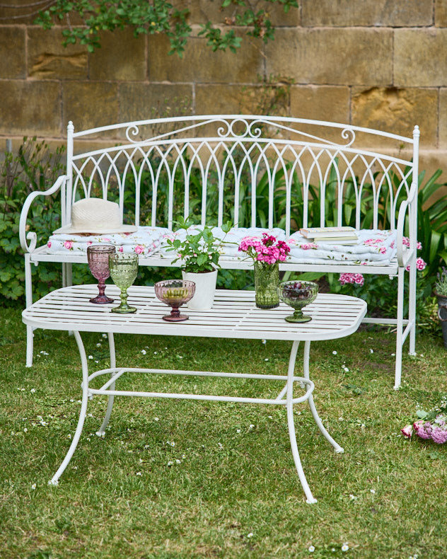Garden Bench - Cream Arched Companion Seat Bench