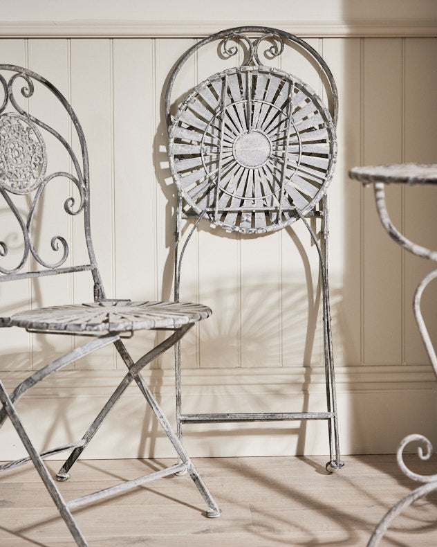 Vintage Grey Iron 3 Piece Indoor Bistro Set