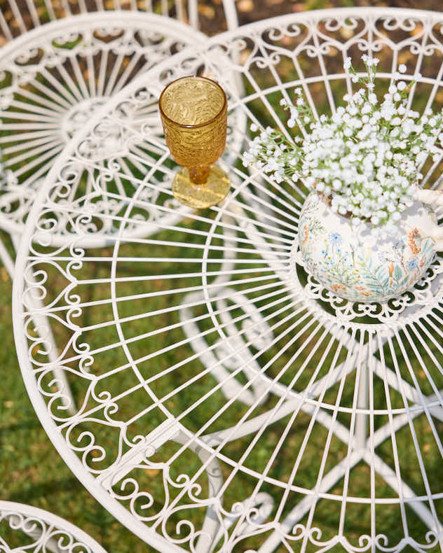 Outdoor Dining Sets - Cream Heart Scrolled 2 Seater Bistro Set