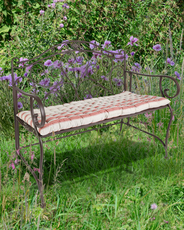Vintage Heart Scrolled Iron Garden Bench