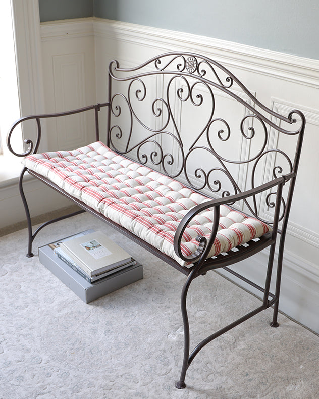 Bench Cushions - Red Stripe Quilted Bench Cushion