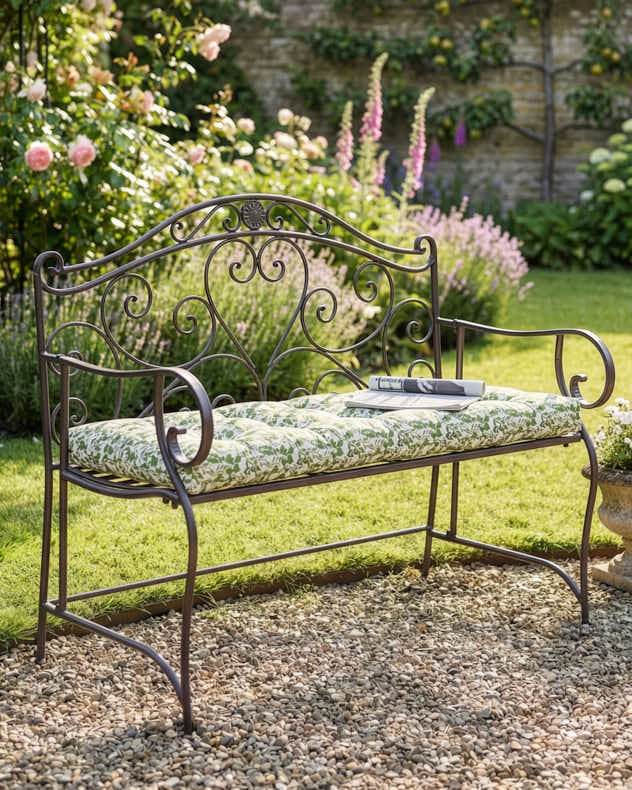 Heart Scrolled Iron Garden Bench