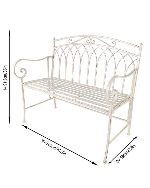 Arched Cream Iron Indoor Bench