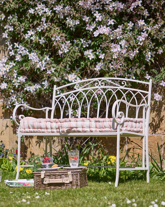 Arched Cream Iron Garden Bench
