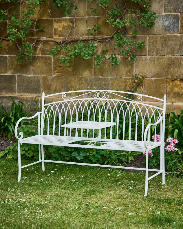 Garden Bench - Cream Arched Companion Seat Bench