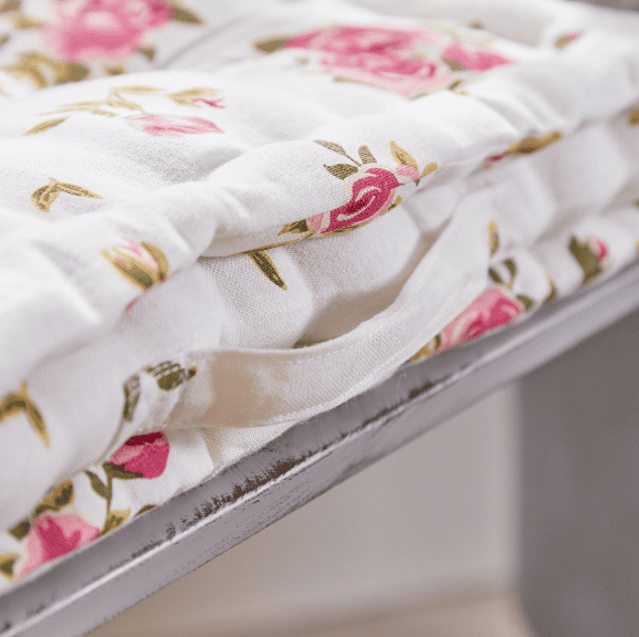 Rose Garden Seat Cushion with Reversible Design