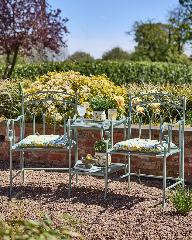 Garden Bench - Green Arched Iron Companion Seat