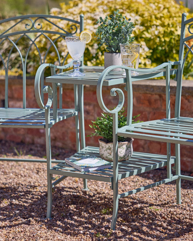 Garden Bench - Green Arched Iron Companion Seat