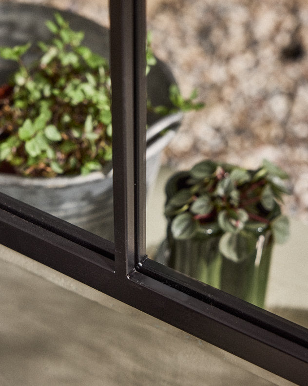 Mirror - Outdoor Tall Black Iron Window Mirror 120cm x 80cm