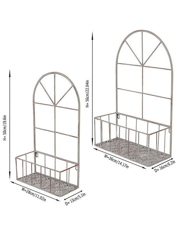 Set of 2 Arched Iron Wall Planters