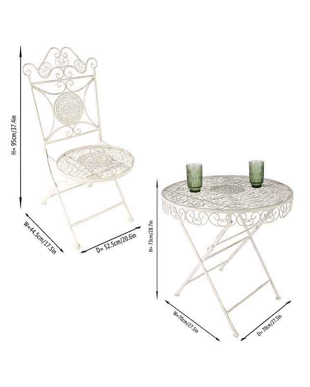 Cream 3 Piece Outdoor Bistro Set
