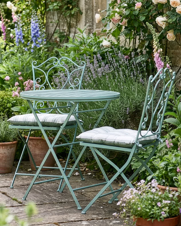 Outdoor Dining Sets - Green Scrolled 3 Piece Bistro Set
