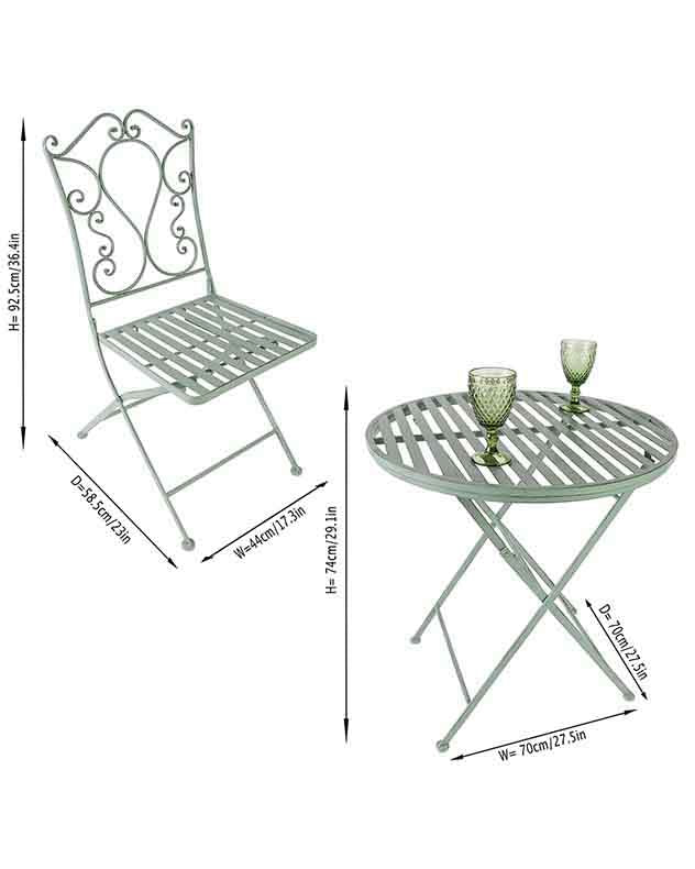 Green Scrolled 3 Piece Indoor Bistro Set