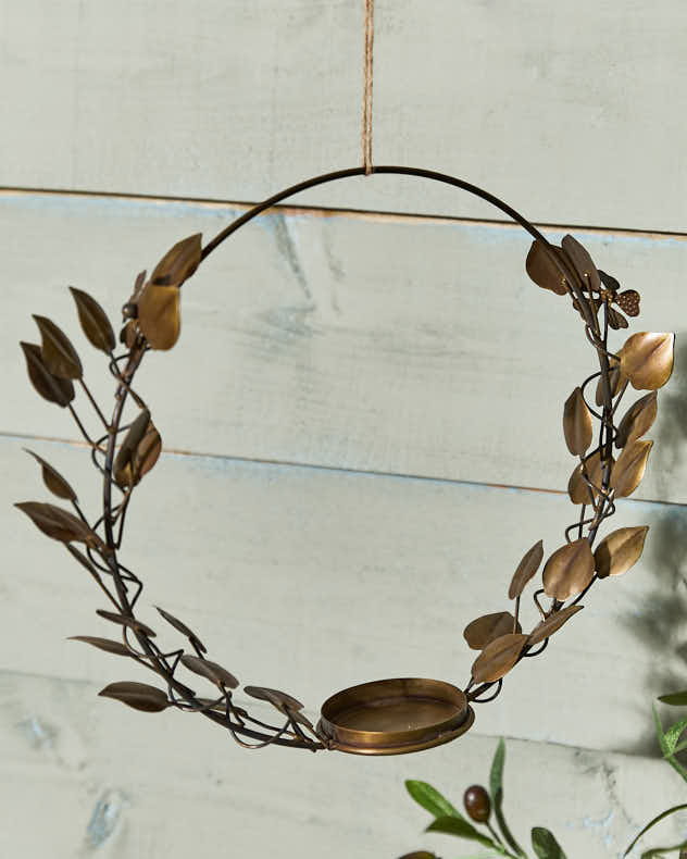 Antique Brass Circle Candle Holder