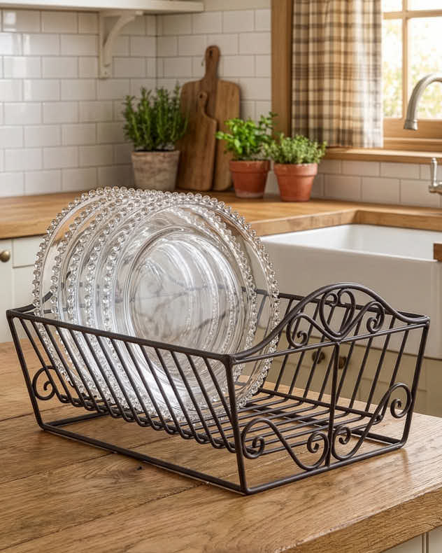 Black Recycled Iron Dish Racks - Farmhouse Dish Drainer Rack