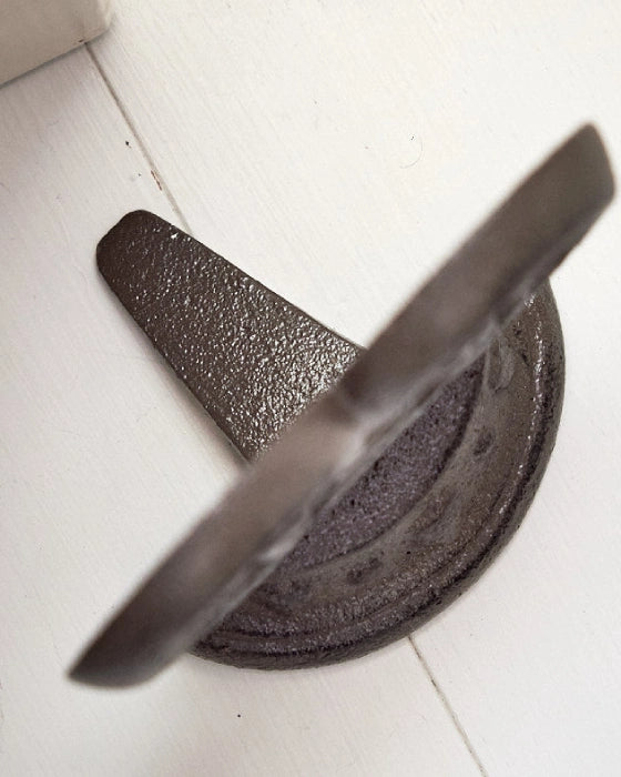 Scrolled Heart Cast Iron Door Stop top view