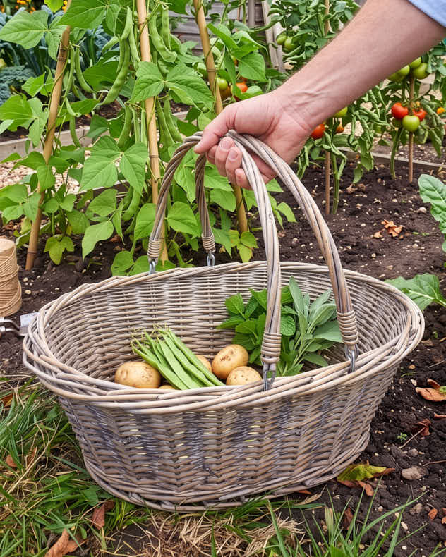 Woven Wicker Shopper Basket with Handles