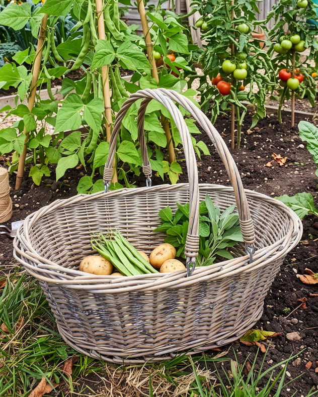 Woven Wicker Shopper Basket with Handles