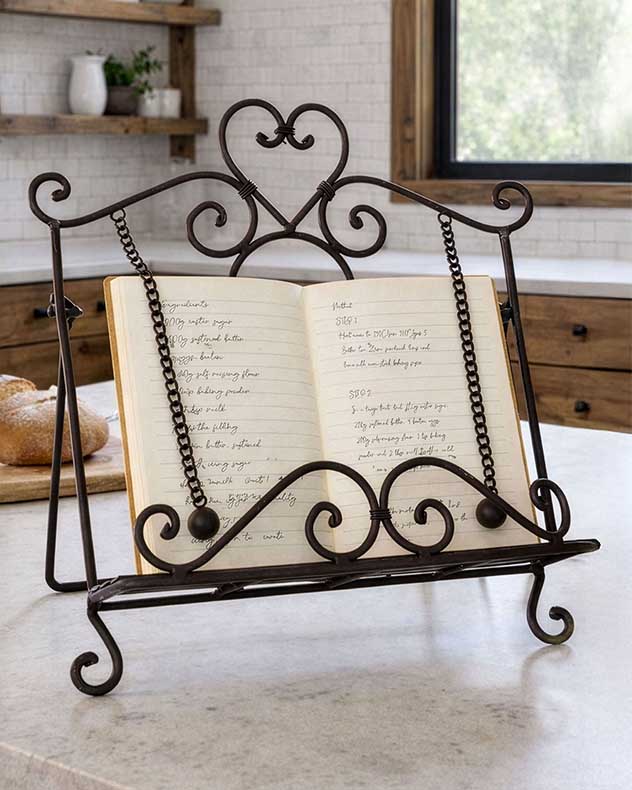 Brown Cast Iron Recipe Book Stand - Amelie Farmhouse Cookbook Stand